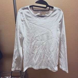 Scoop neck long sleeve 100% cotton tshirt from Talbots in a white color, Size L.